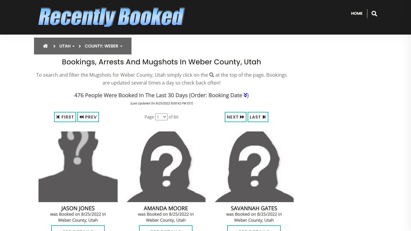 Recent bookings, Arrests, Mugshots in Weber County, Utah - Recently Booked