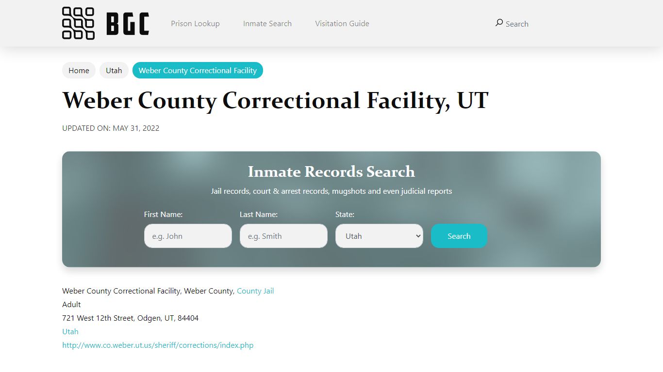 Weber County Correctional Facility, UT Inmate Search, Mugshots ...